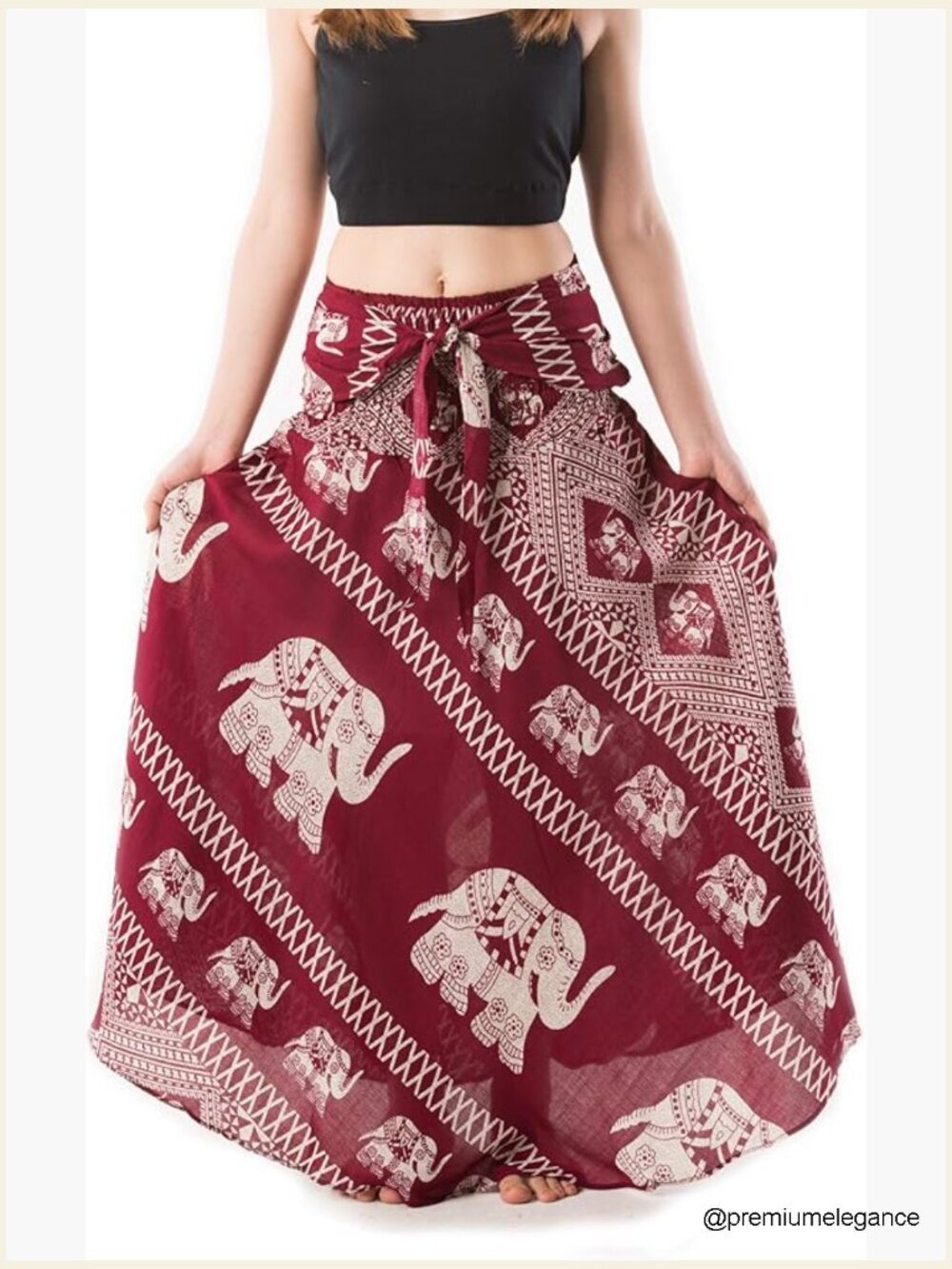 Boho Maxi Skirt - Long Hippie Gypsy Style with Elastic Waist